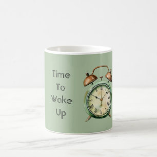 Grüne Weckzeit Alarmuhr Kaffeetasse