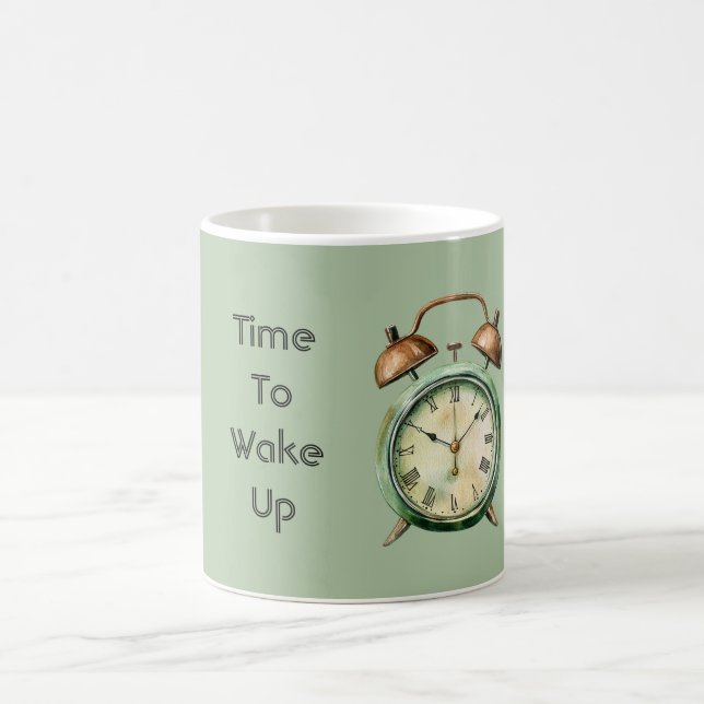 Grüne Weckzeit Alarmuhr Kaffeetasse (Mittel)