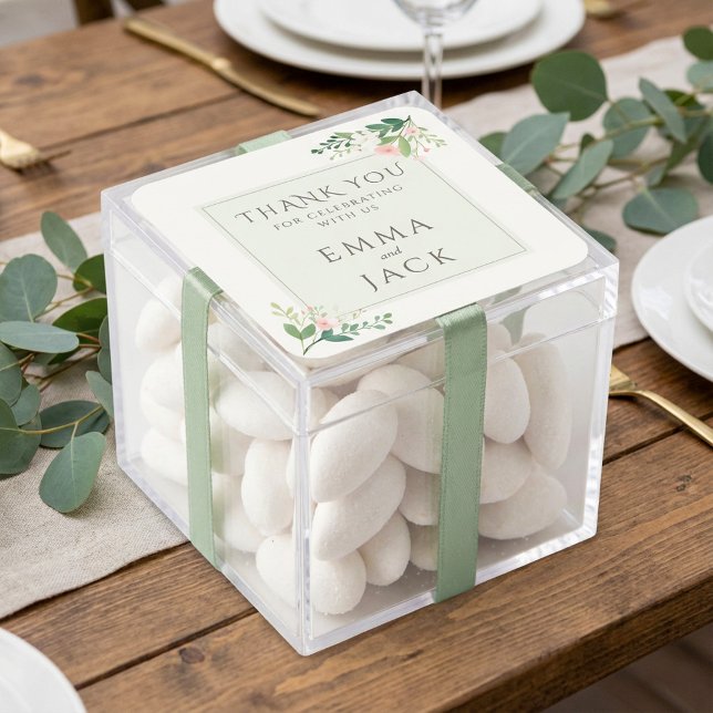 Grüne, weich, rosa, hellgrüne Namen Quadratischer Aufkleber (Von Creator hochgeladen)