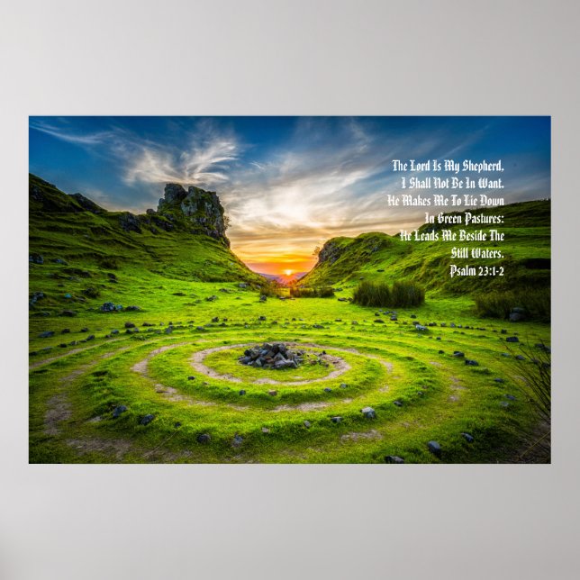 "Grüne Weiden" Psalm 23:1-2 Anointed Prophetic Poster (Vorne)