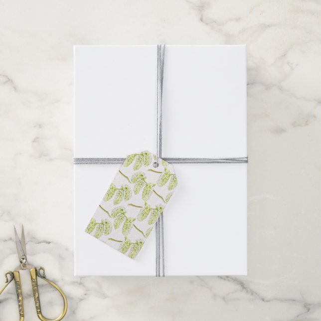 Grüne Weidenfeder katkins Aquarellprägung Geschenkanhänger (Mit Garn)