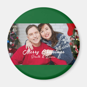 Grüne Weihnachten Couple Foto Einfach Magnet