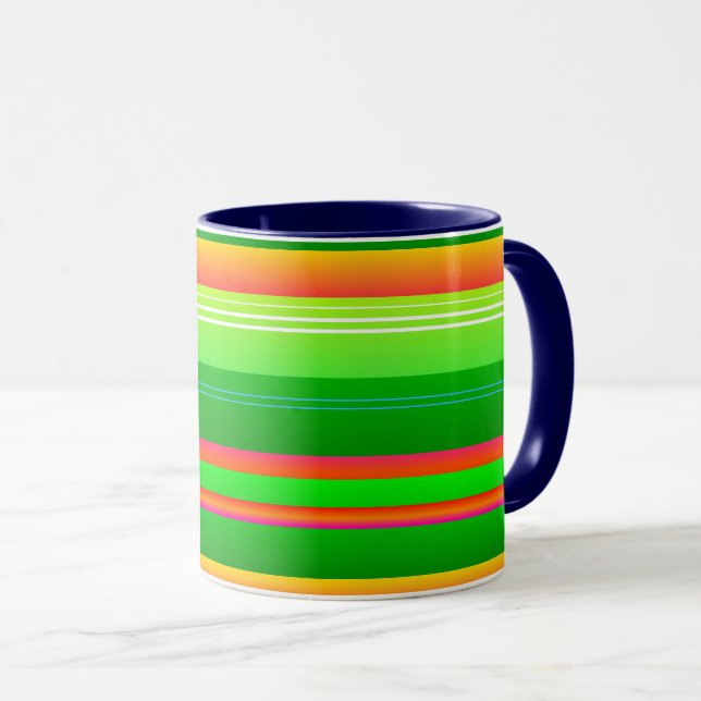 Grüne Weihnachten gestreift modern Tasse (VorderseiteRechts)