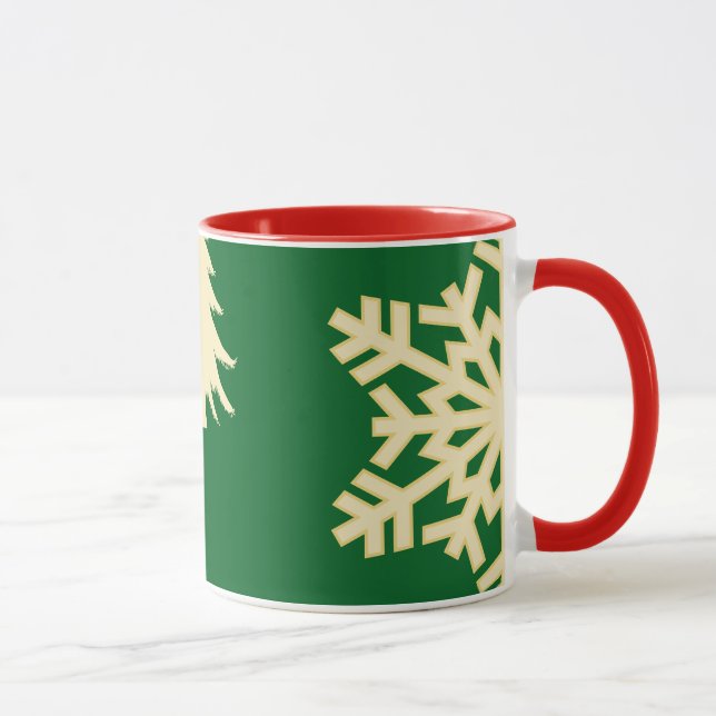 Grüne Weihnachten mit Schneeflocken Tasse (Rechts)
