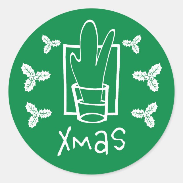 Grüne Weihnachten Runder Aufkleber (Vorderseite)