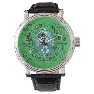 Grüne Weihnachten - Weihnachten und Recycelnd Desi Armbanduhr
