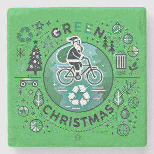 Grüne Weihnachten - Weihnachten und Recycelnd Desi Steinuntersetzer
