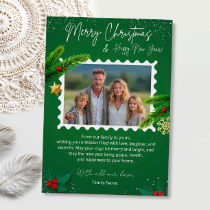 Grüne Weihnachts-Fotogrußkarte Einladung