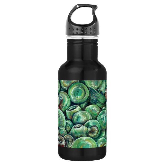 Grüne Weihnachtsbälle Edelstahlflasche (Vorderseite)