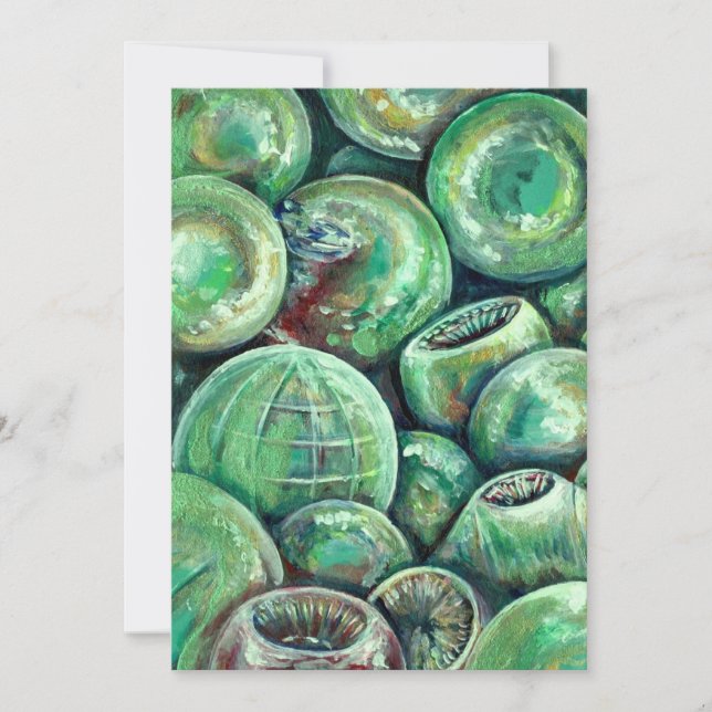 Grüne Weihnachtsbälle Feiertagskarte (Vorderseite)