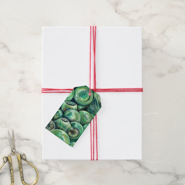 Grüne Weihnachtsbälle Geschenkanhänger (Mit Garn)