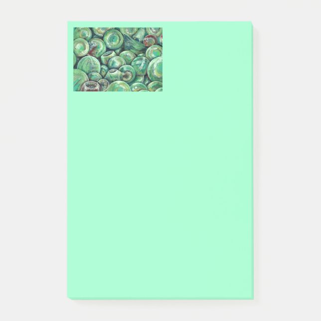 Grüne Weihnachtsbälle Post-it Klebezettel (Vorderseite)