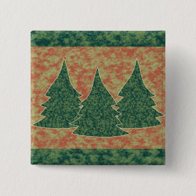 Grüne Weihnachtsbaum Button (Vorderseite)