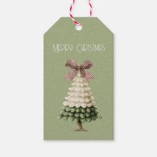 Grüne Weihnachtsbaum-Creme Roter Bogen   Geschenkanhänger