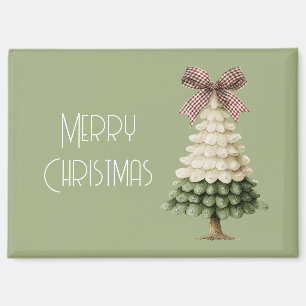 Grüne Weihnachtsbaum-Creme Roter Bogen Magnet