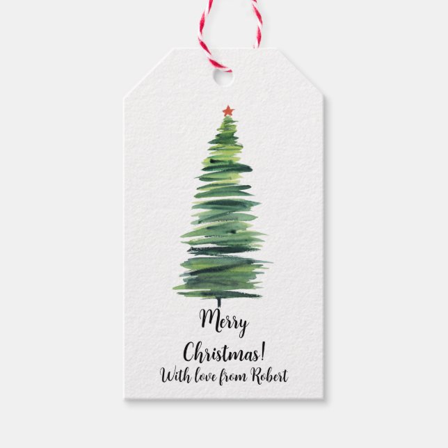 Grüne Weihnachtsbaum Geschenkanhänger (Vorderseite)