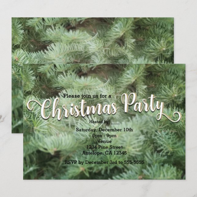 Grüne Weihnachtsbaum Pine Holiday Party Einladung (Vorne/Hinten)
