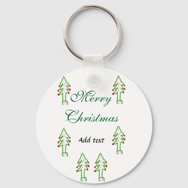 Grüne Weihnachtsbaum Rote Kirsche frohe Weihnachts Schlüsselanhänger (Vorderseite)