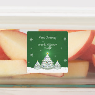 Grüne Weihnachtsbaumbackmarke Etiketten
