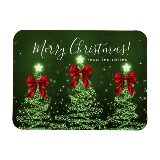 Grüne Weihnachtsbäume Gruß Rot  Magnet (Horizontal)