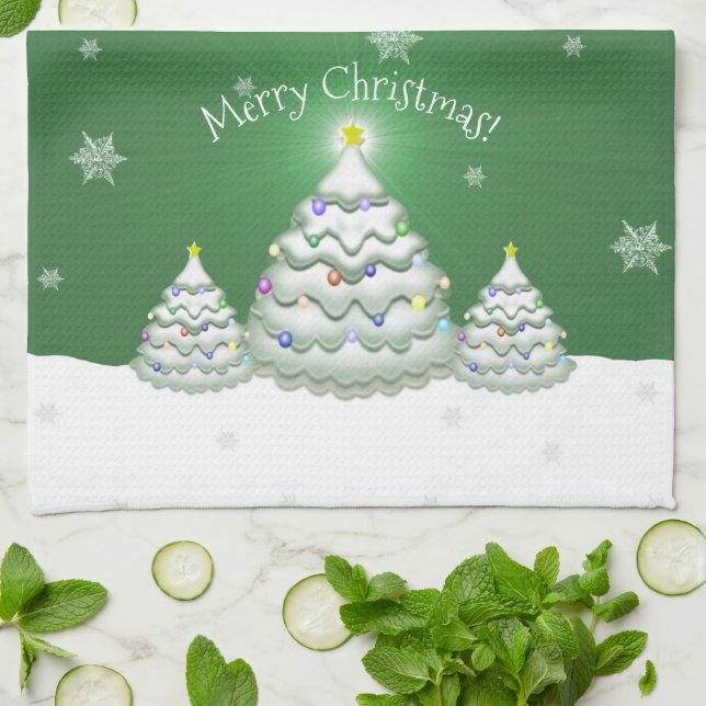 Grüne Weihnachtsbaume Küchentücher (Gefaltet)