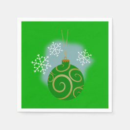 Grüne Weihnachtsbäume und Schneeflocken Papier Nap Serviette