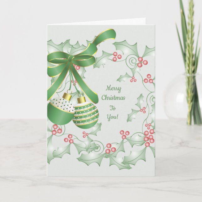 Grüne Weihnachtsbäume von Holly Light Pink Karte (Vorderseite)