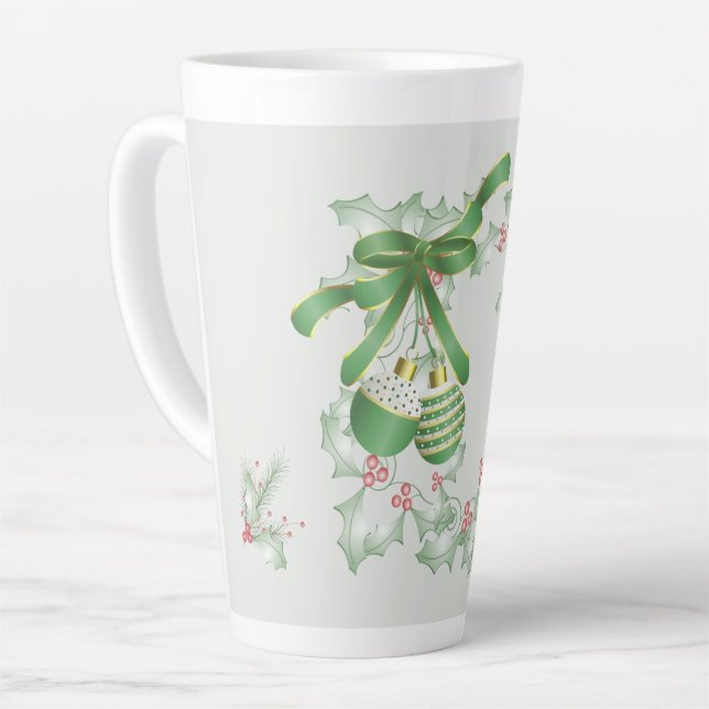 Grüne Weihnachtsbäume von Holly Light Pink Milchtasse (Linke Ecke)