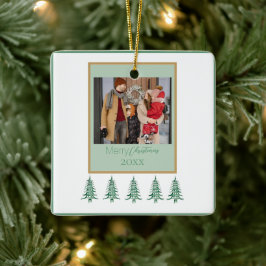 Grüne Weihnachtsbaumen 1-Foto-Rahmen Keramikornament