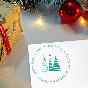 Grüne Weihnachtsbaumen Benutzerdefinierte Rückse Permastempel