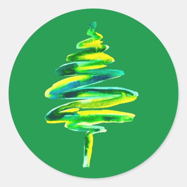 Grüne Weihnachtsbaumfarbe Runder Aufkleber (Vorderseite)