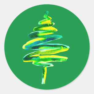 Grüne Weihnachtsbaumfarbe Runder Aufkleber