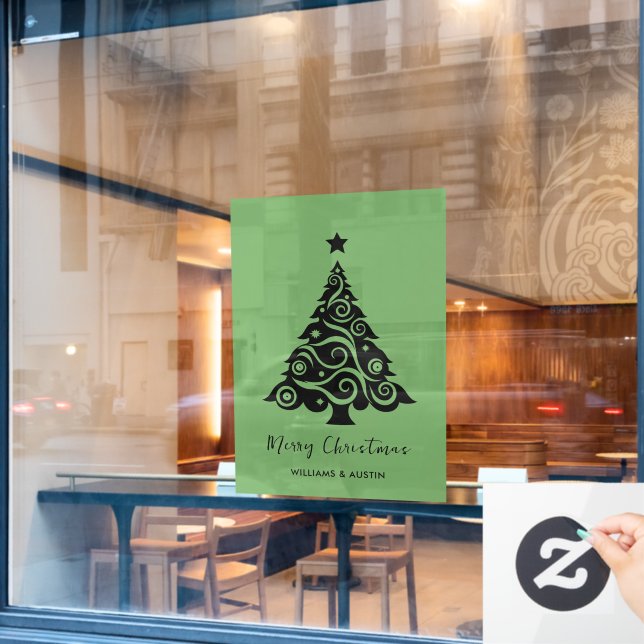 Grüne Weihnachtsbaumgestaltung Fensteraufkleber (Café-Fenster)