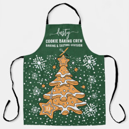 Grüne Weihnachtsbaumkost Backen Crew Schneeflocken Schürze