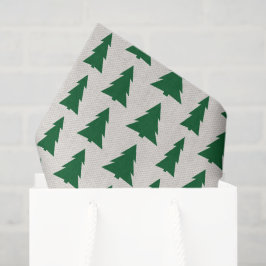 Grüne Weihnachtsbaummuster auf Beige Imitate Textu Seidenpapier