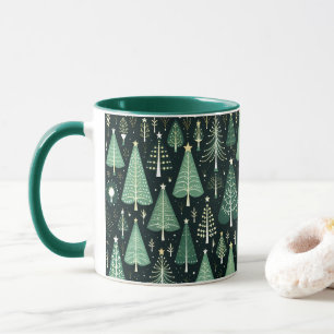 Grüne Weihnachtsbaummuster-Tasse Tasse