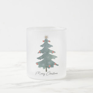Grüne Weihnachtsbaumschmuck Frohe Weihnachten Mattglastasse