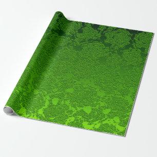 Grüne Weihnachtsblume Sukkulent Muster Metallic Geschenkpapier