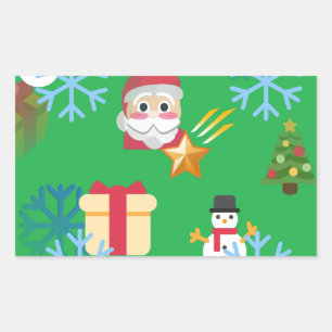 Grüne Weihnachtsemoji Rechteckiger Aufkleber