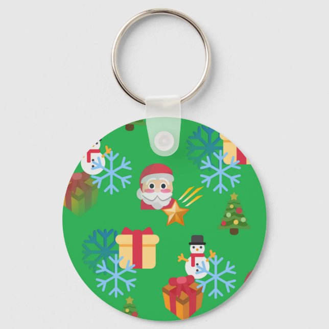Grüne Weihnachtsemoji Schlüsselanhänger (Vorderseite)