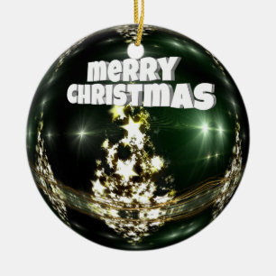 Grüne Weihnachtsfeier Keramikornament