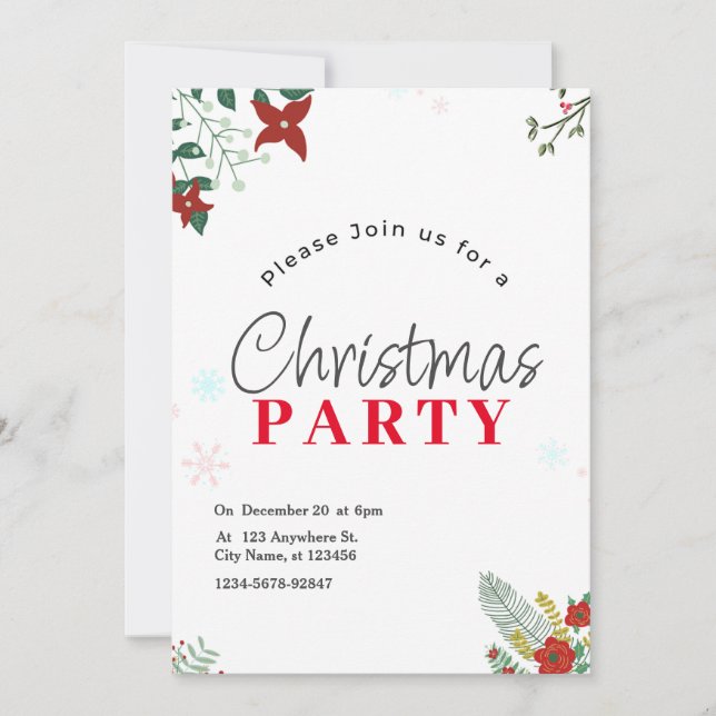 Grüne Weihnachtsfeier Party Einladung (Vorderseite)