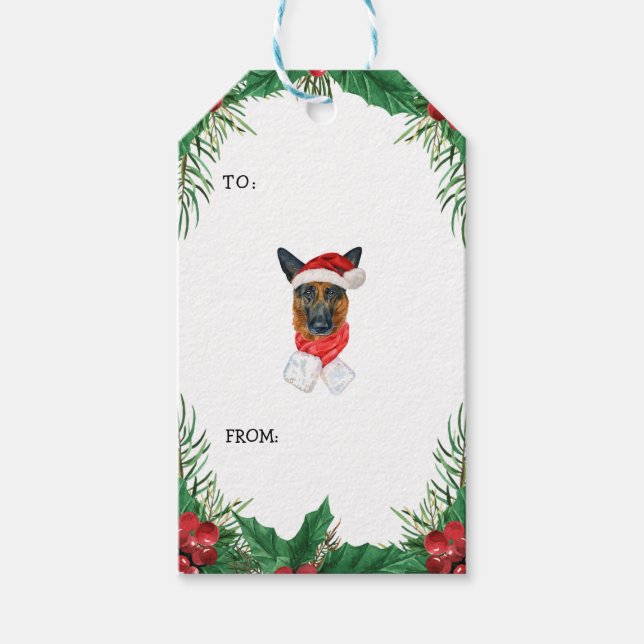 Grüne Weihnachtsfeierlichkeiten Geschenkanhänger (Vorderseite)