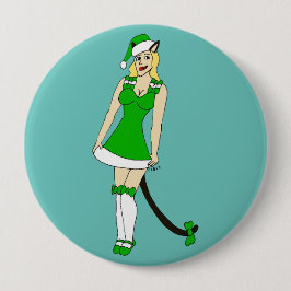 Grüne Weihnachtsfrau Button