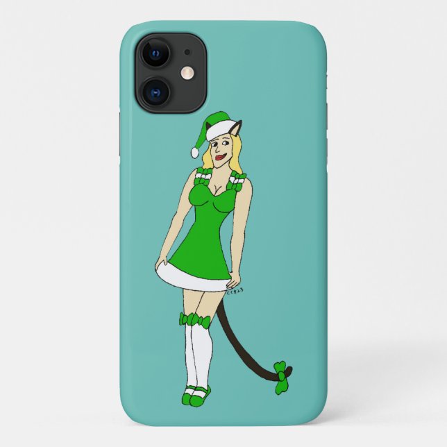 Grüne Weihnachtsfrau Case-Mate iPhone Hülle (Rückseite)