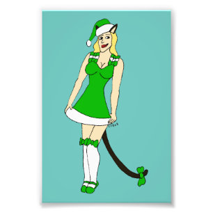 Grüne Weihnachtsfrau Fotodruck