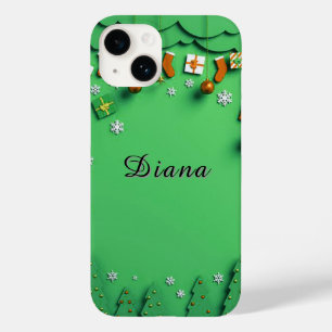 Grüne Weihnachtsgeschichte mit Schneeflocken Case-Mate iPhone 14 Hülle