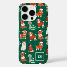 Grüne Weihnachtshunde Personalisierte Girl Monogra
