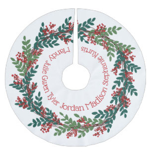 Grüne Weihnachtskranke Familiennamen Polyester Weihnachtsbaumdecke