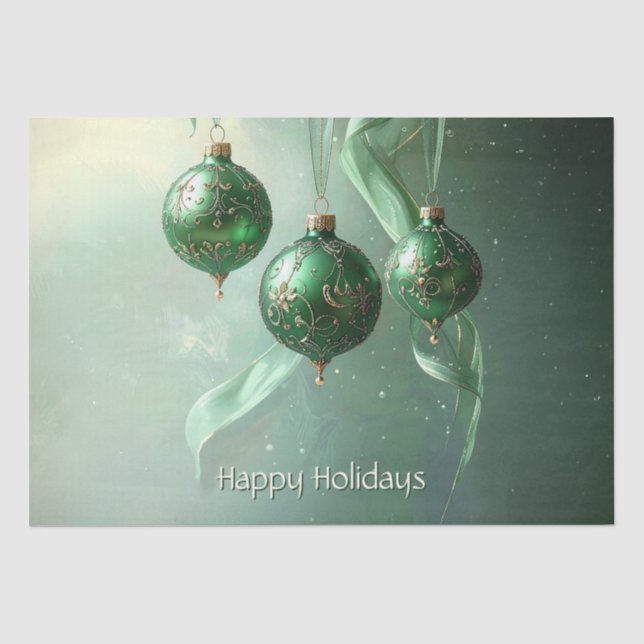 Grüne Weihnachtskugel Feiertag Seidenpapier (Vorderseite)